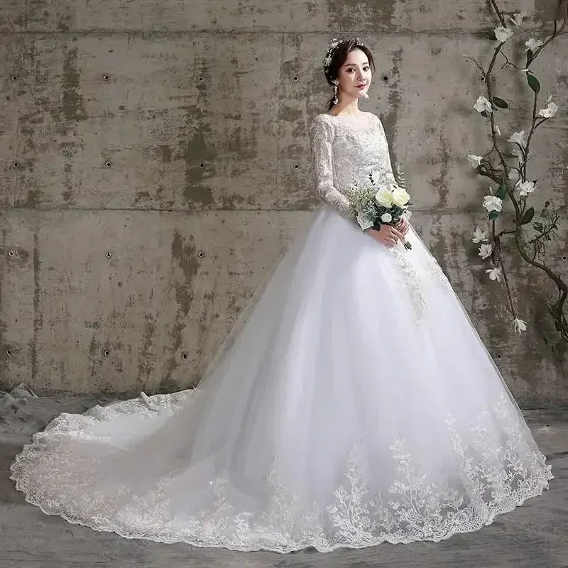 Custom Luxury Wedding Dress - Long Sleeve Ball Gown Plus Size | Femstylo