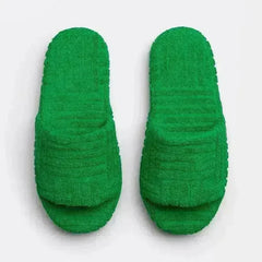 2021 Flat Furry Slippers Thick Sole Open Toe Women Slides - Femstylo