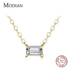 Modian Genuine 925 Sterling Silver Fashion Charm AAA Zirconia Pendant Necklace For Women Silver Female Necklaces Fine Jewelry