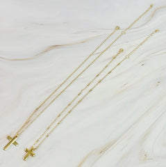 Pretty Chain Cross Necklace Set Of 2