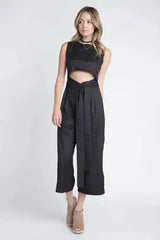Women's Sleeveless Tie Jumpsuit with Slit - Femstylo