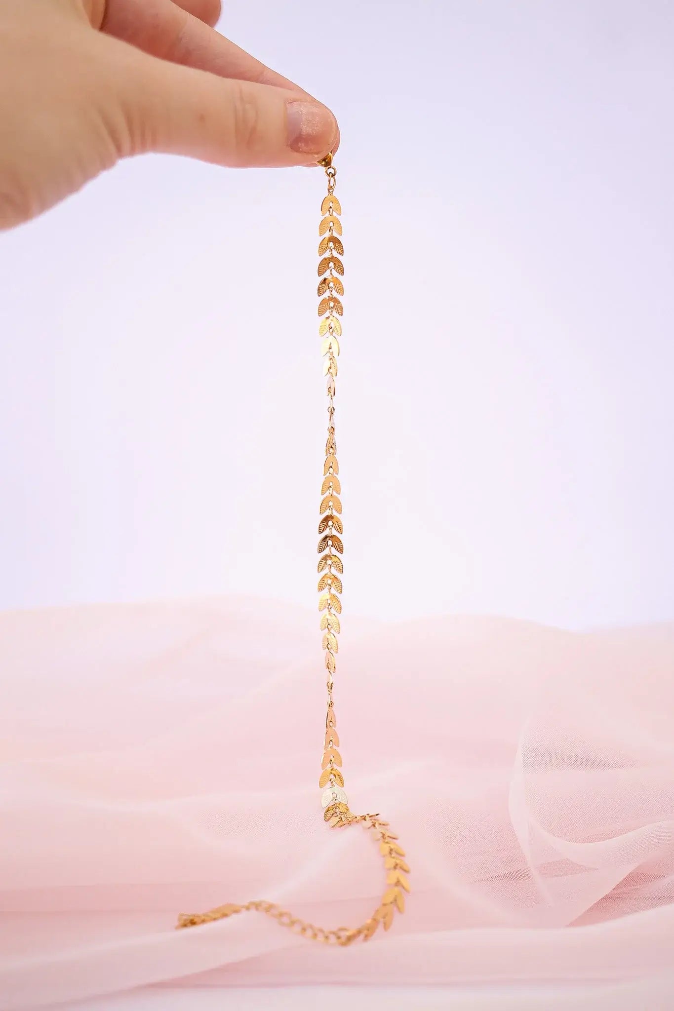 Persephone Anklet in Gold pleated Stainless steel Anklet | Femstylo