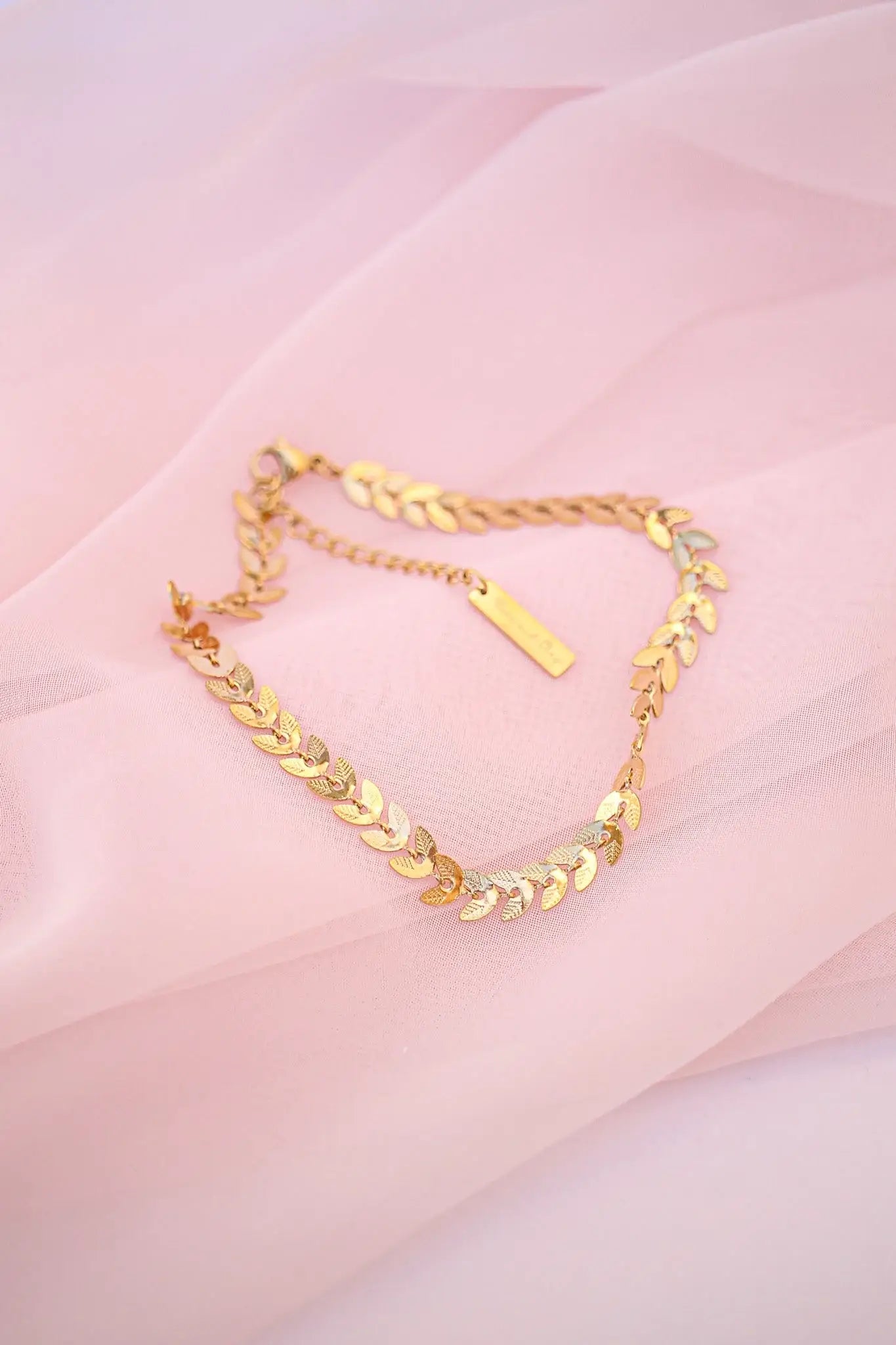 Persephone Anklet in Gold pleated Stainless steel Anklet | Femstylo