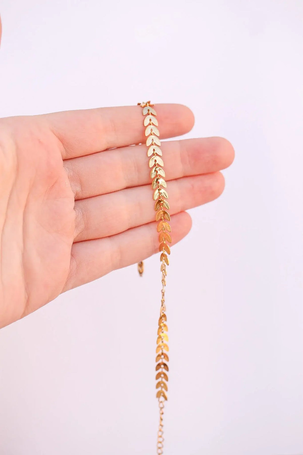 Persephone Anklet in Gold pleated Stainless steel Anklet | Femstylo