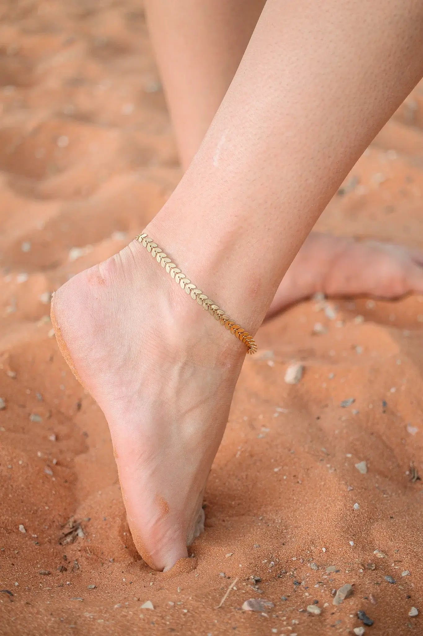 Persephone Anklet in Gold pleated Stainless steel Anklet | Femstylo