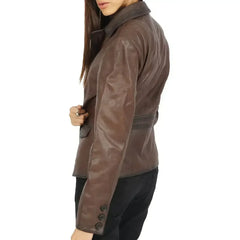 Josie Blazer Brown Leather Jacket - Femstylo