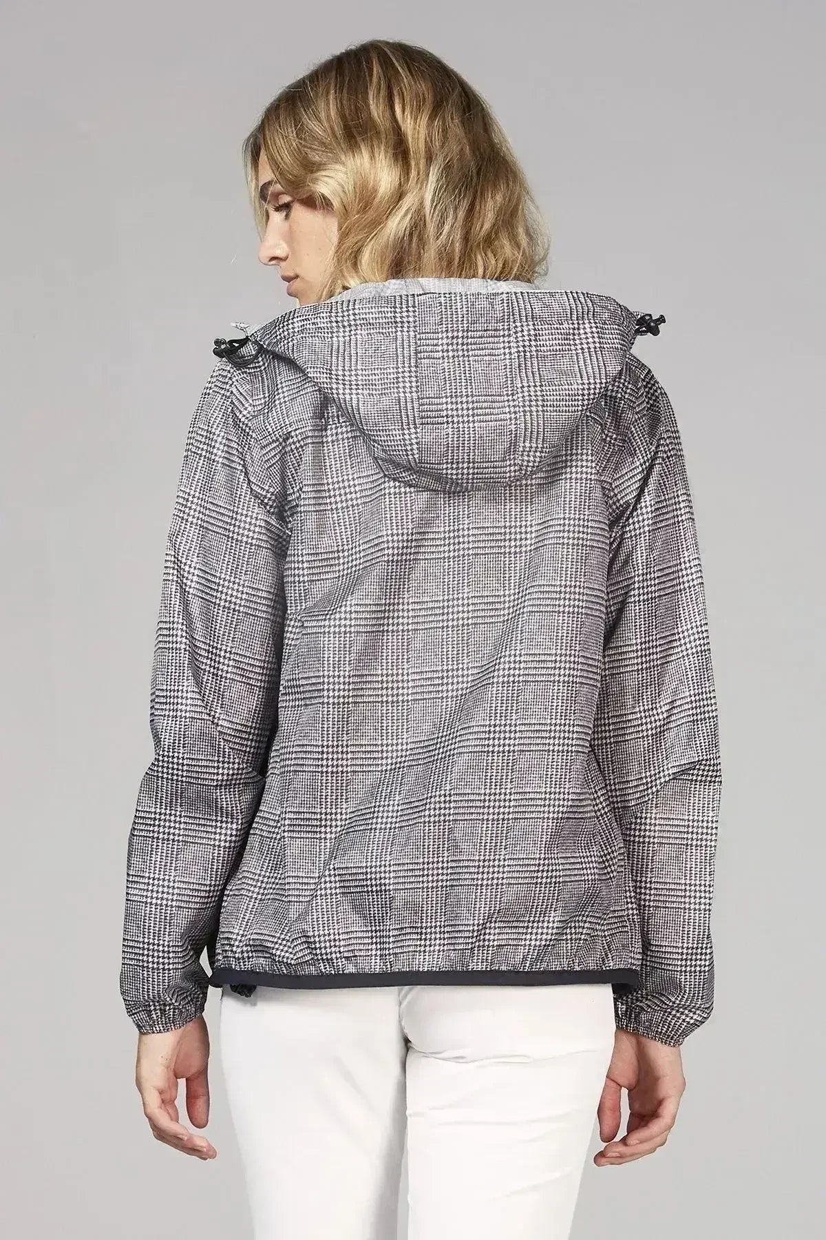Women's plaid full zip packable rain jacket and windbreaker ***FINAL - Femstylo