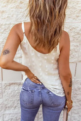 Swiss Dot Spaghetti Strap Tank Top – Cute & Flowy Summer Top - Femstylo
