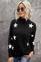 Turtleneck Star Print Sweater - Femstylo
