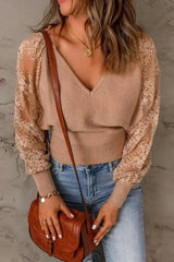 Lace Sleeve Pullover Sweater - Femstylo