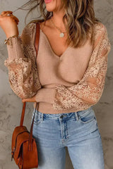 Lace Sleeve Pullover Sweater - Femstylo