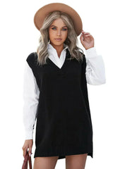 Black Knit Pullover Vest Sweater - Femstylo