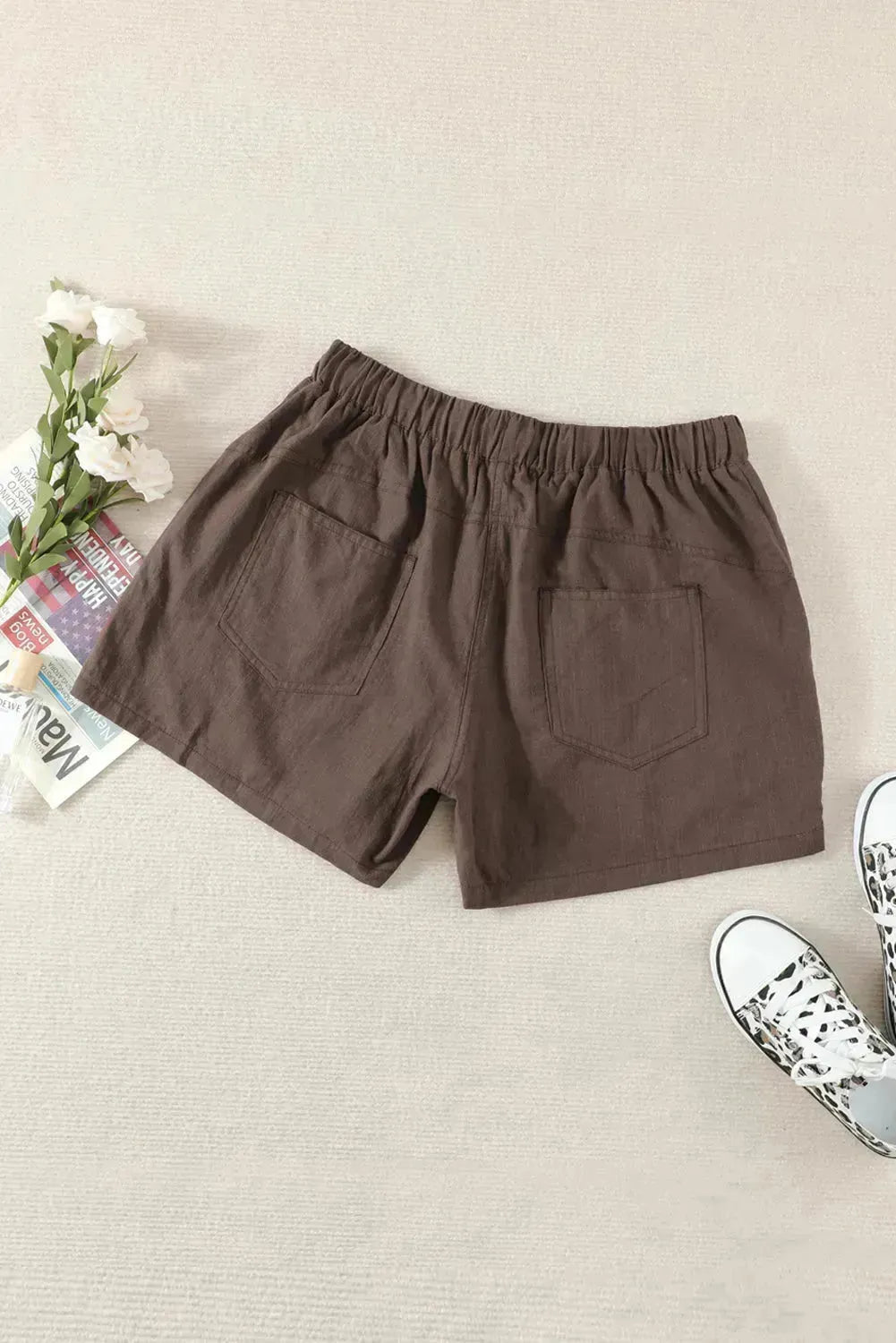 Women Casual Khaki Faylin Linen Shorts
