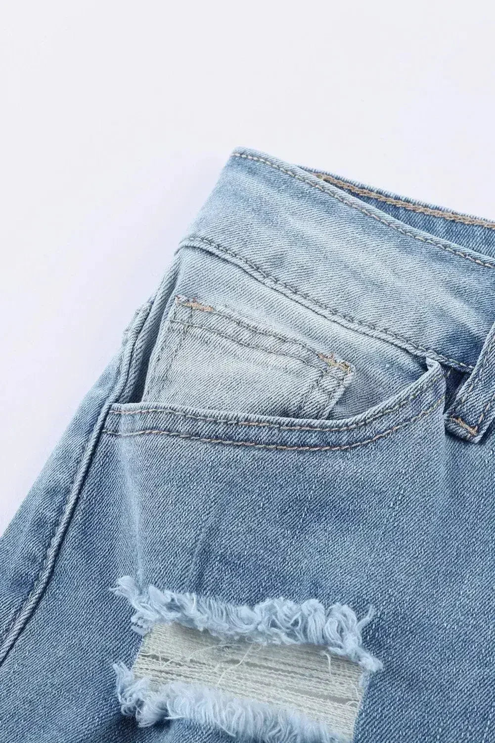 Fashion Light Blue Distressed Boyfriend Denim Pants - Femstylo