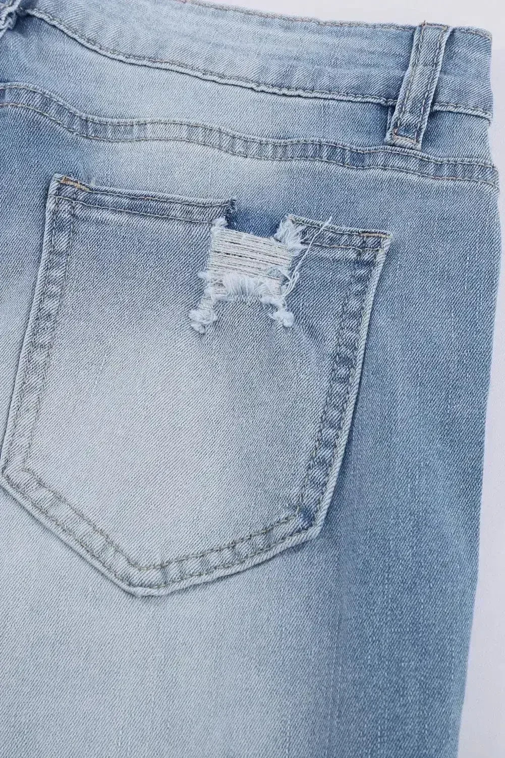 Fashion Light Blue Distressed Boyfriend Denim Pants - Femstylo