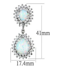 LOS879 - Rhodium 925 Sterling Silver Earrings with Semi-Precious Opal - Femstylo