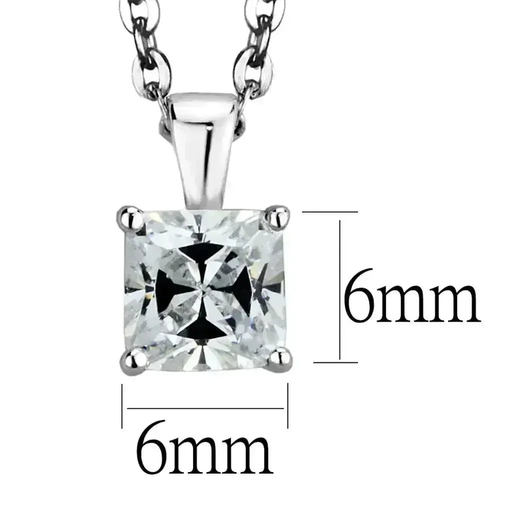 LOS893 - Rhodium 925 Sterling Silver Chain Pendant with AAA Grade CZ - Femstylo
