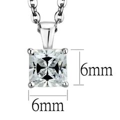 LOS893 - Rhodium 925 Sterling Silver Chain Pendant with AAA Grade CZ - Femstylo