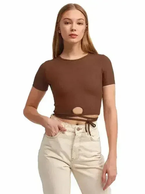 Lace Up Crop Top - Femstylo