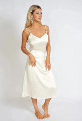 Léonie One Pearl Satin Slip Dress - Femstylo
