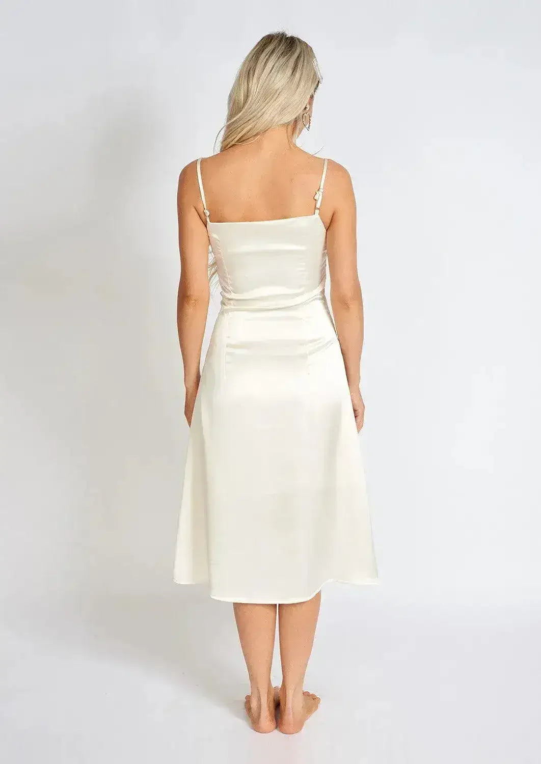 Léonie One Pearl Satin Slip Dress - Femstylo