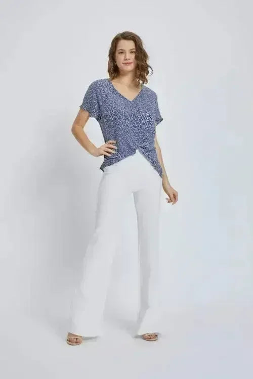 V-Neck Short Sleeve Wrap Front Top for Women - Femstylo
