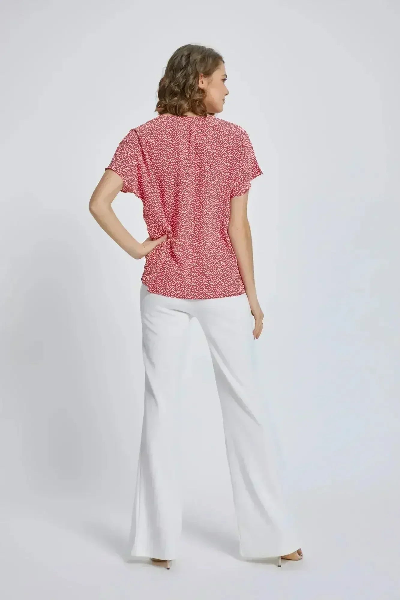 V-Neck Short Sleeve Wrap Front Top for Women - Femstylo