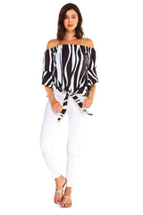 Women's Strapless Striped Bandage Blouse - Femstylo