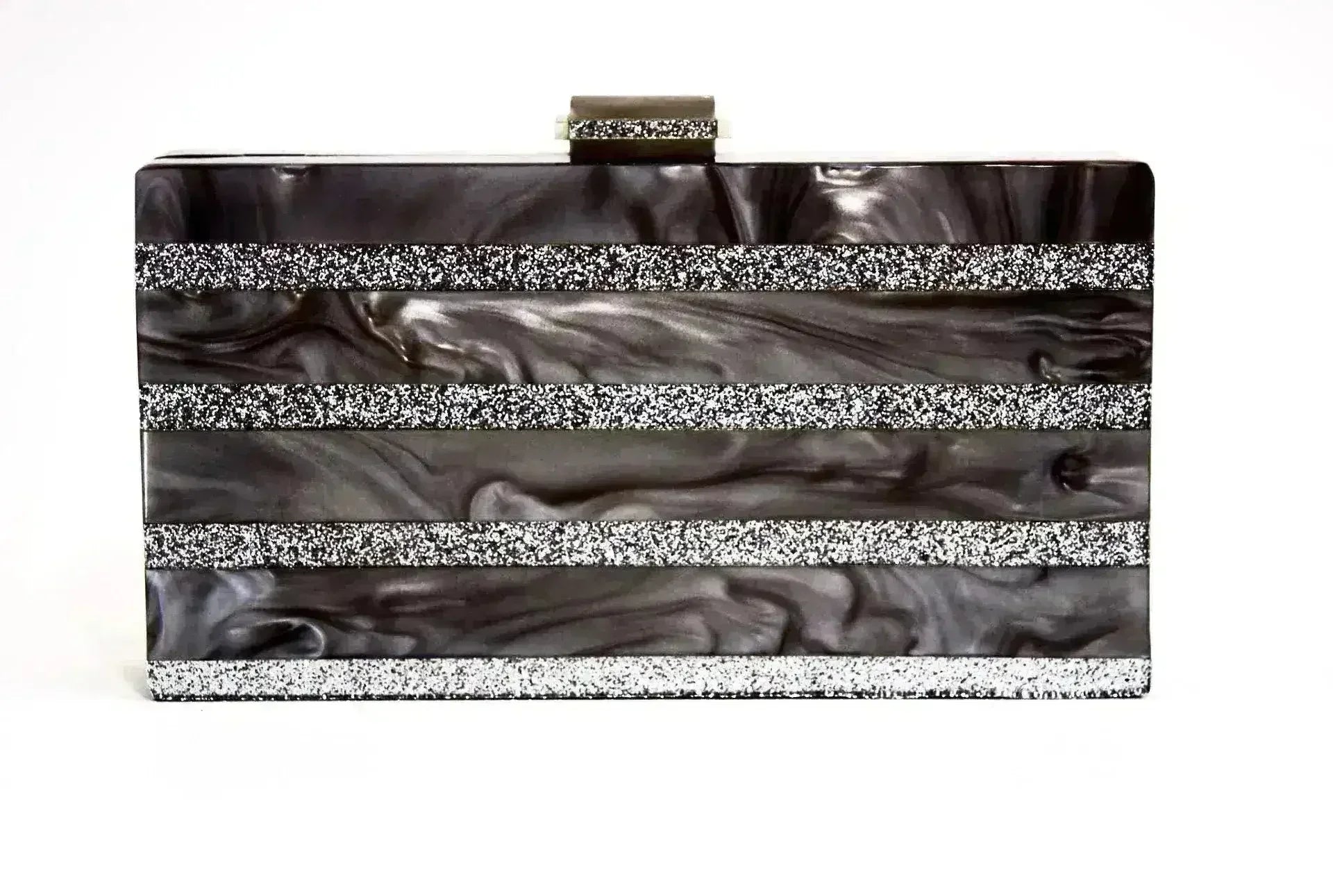 Marble Silver Stripe Box Clutch - Femstylo