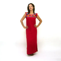 Maxi Isidra, Folk Dress with Embroidered Flowers - Femstylo