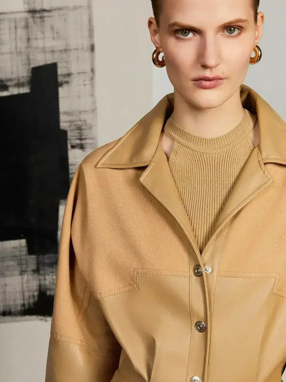 Lapel Collar Faux Leather Jumpsuit - Femstylo
