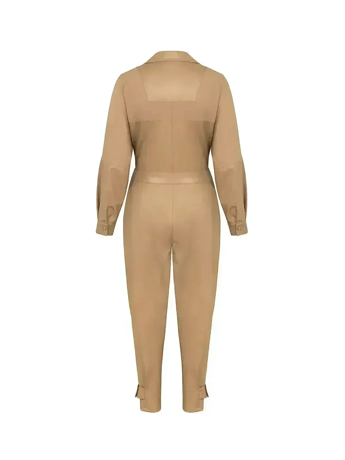 Lapel Collar Faux Leather Jumpsuit - Femstylo