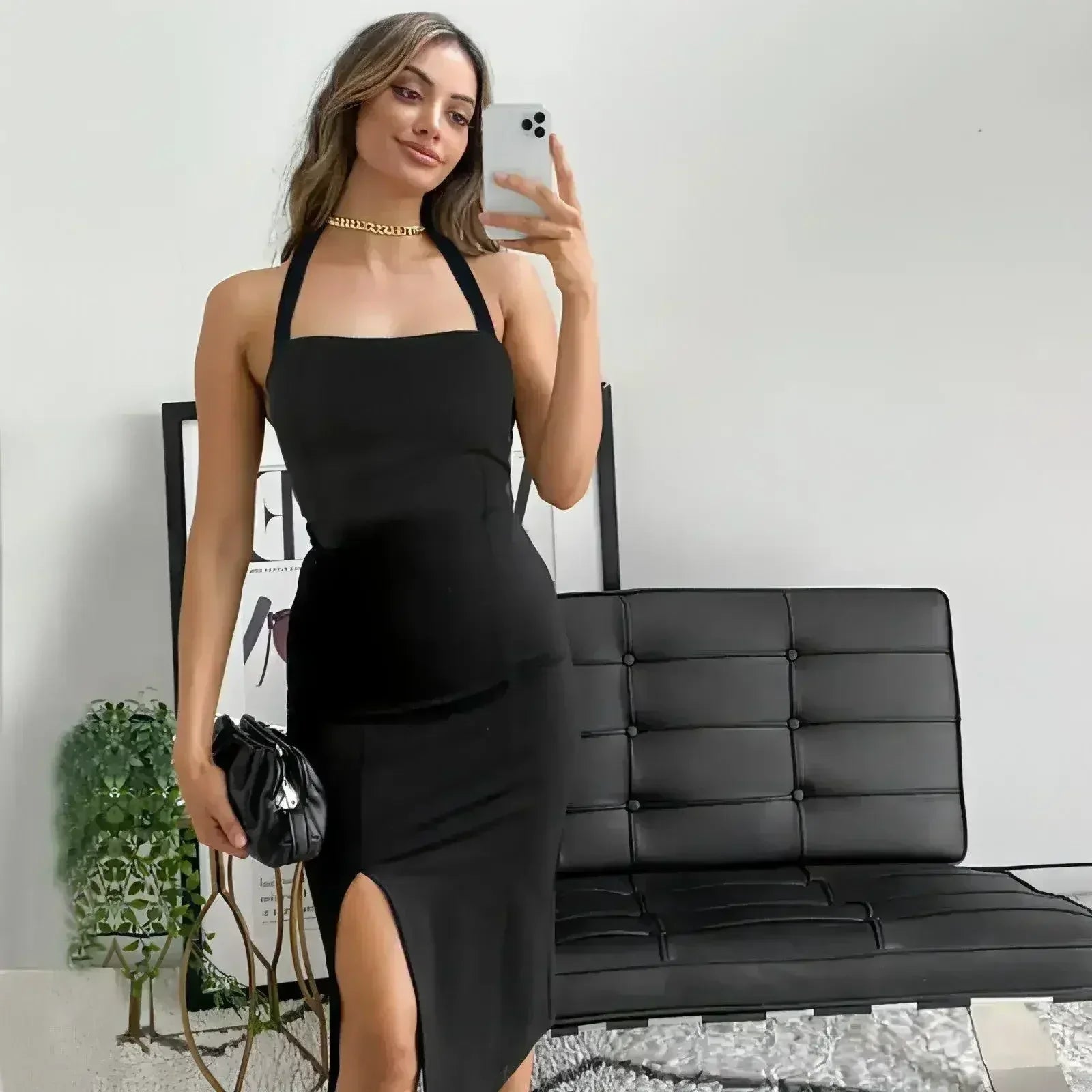 Women's Elegant Backless Halter Dress - Femstylo