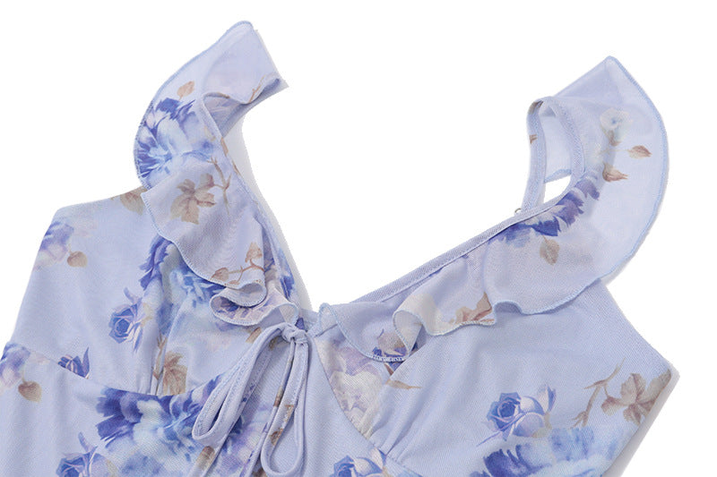 Yellow Floral Maxi Dress | Retro V-Neck Summer Party Gown -femstylo