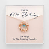 60th Birthday Gift For Woman, Birthday Gift For Mom, 6 Rings 6 Decades - Femstylo