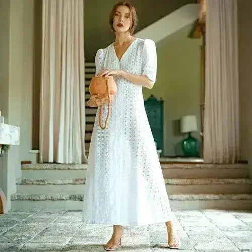 OLYMPIA Embroidered Cotton Dress - Femstylo