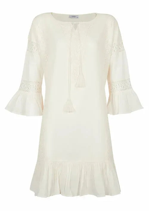 Paradiso Lace Trim Tunic Dress | Cotton Gauze | Femstylo
