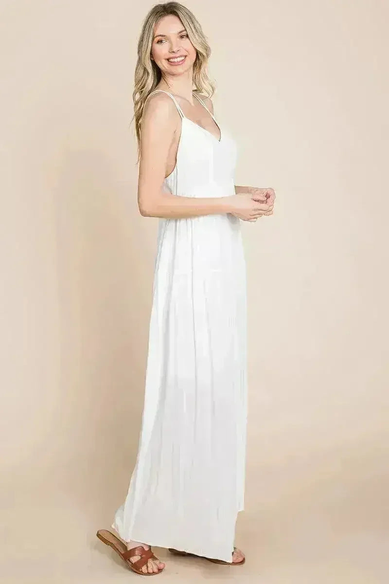 Beach Maxi Bridesmaid Dress with Criss Cross Back - Femstylo