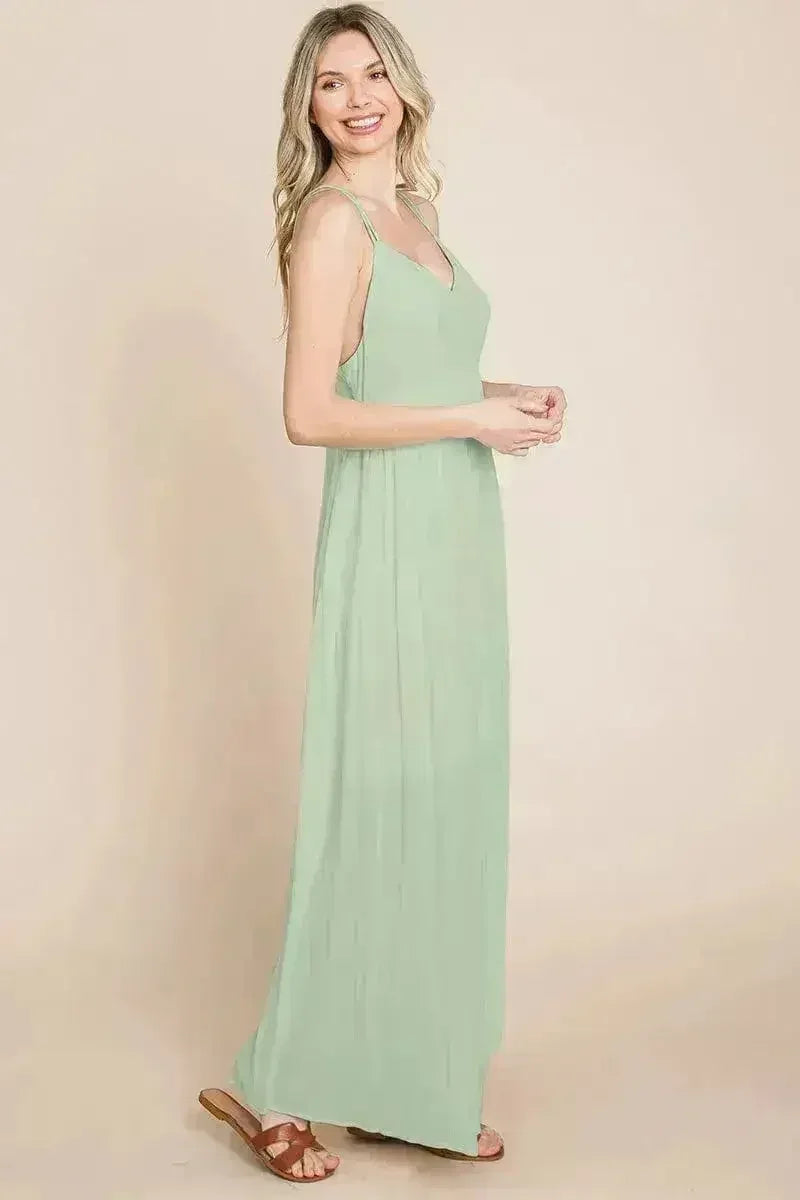 Beach Maxi Bridesmaid Dress with Criss Cross Back - Femstylo