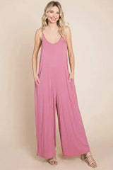 Sleeveless Wide Leg Pocketed Jumpsuit - Femstylo