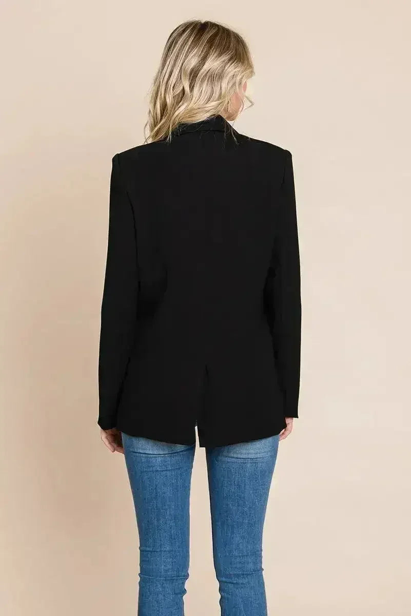 Double Breasted Lapel Collar Jacket Blazer - Femstylo