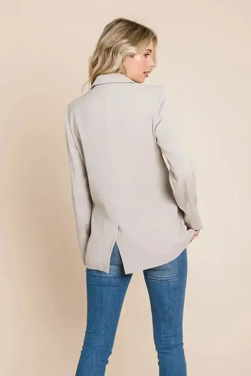 Double Breasted Lapel Collar Jacket Blazer - Femstylo