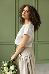 Taormina Set | Linen Crop Top and Flared Midi Skirt - Femstylo