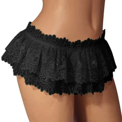 Women Sexy Lace Panties Ruffle Trim Lingerie Briefs Soft Comfortable Briefs Lolita Pink White Black