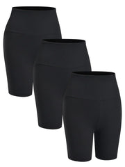 3 Pack Women's High Waisted Biker Shorts Super Soft Tummy Control No See Through Workout Yoga Running Push Up Gym Fitness Shorts