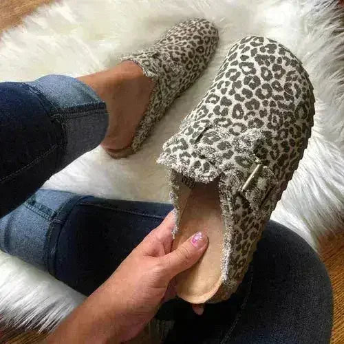 Women's Vintage Clogs Flat Heel Round Toe Canvas Loafer - Femstylo