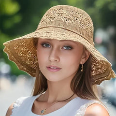 Korean version new straw hat summer sun hat sun protection wave sun hat beach cool hat women's hat