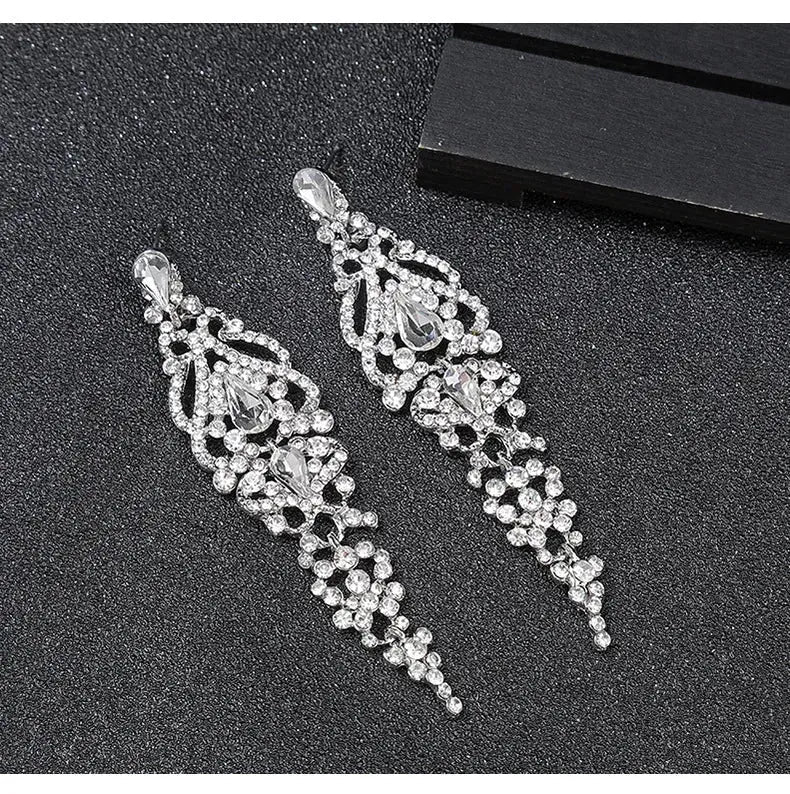 Trend Crystal Drop Earrings for Women – Elegant Long Dangle For Bridal