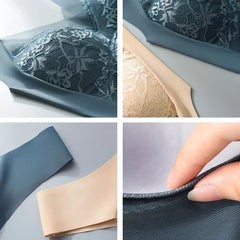 FallSweet 3PCS Lace Push Up Bras for Women Sexy Wireless Bra Ice Silk Deep V Bralette Tops Female Lingerie Mom's Underwear L-5XL