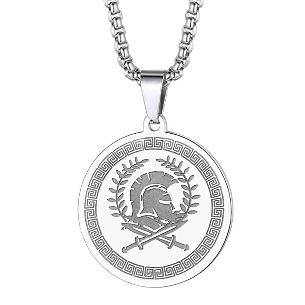 Mens Ancient Greek God Spartan Warrior Pendant Gladiator Necklace Women Mythology Spartan Helmet Charm Neck Chain Amulet Jewelry